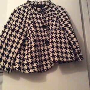 Michael Kors Womens Black White Houndstooth Jacket Size Small